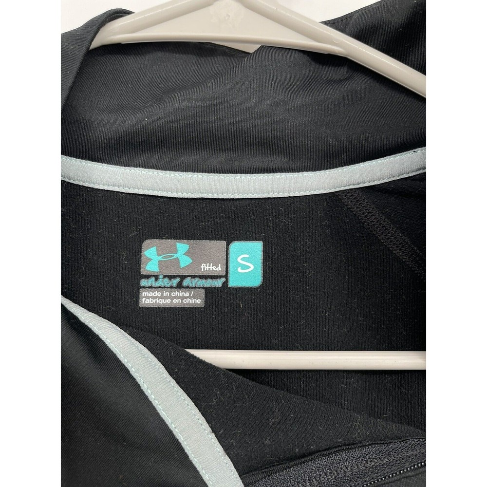 Under Armour Small Quarter Zip Pullover Womens Black Excellent Thumbhole Fitted‎ - Picture 3 of 9